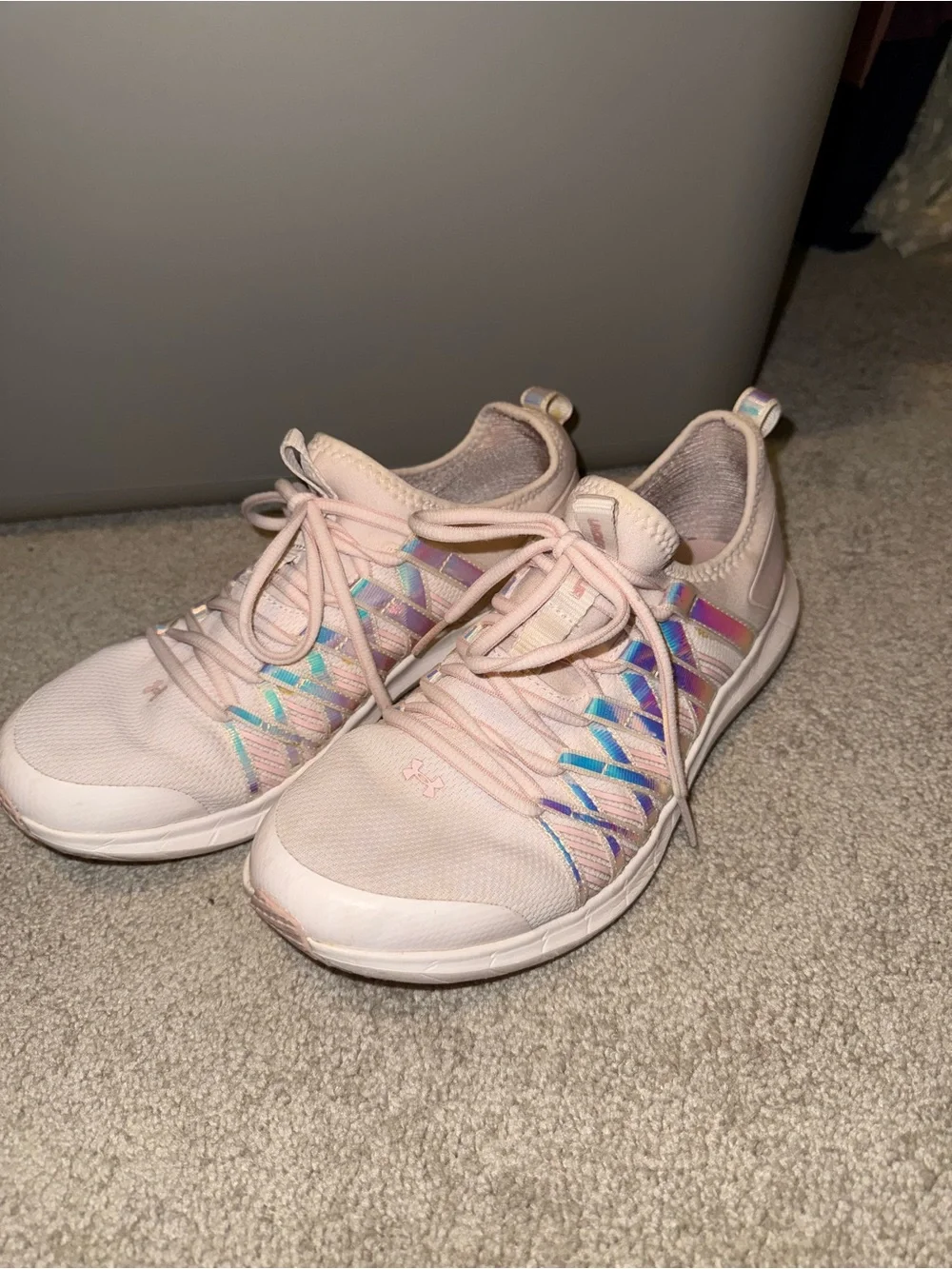 Light Pink Women's Athletic Sneakers with Iridescent Details